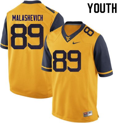 Youth West Virginia Mountaineers NCAA #89 Graeson Malashevich Gold Authentic Nike Stitched College Football Jersey SJ15X58WT